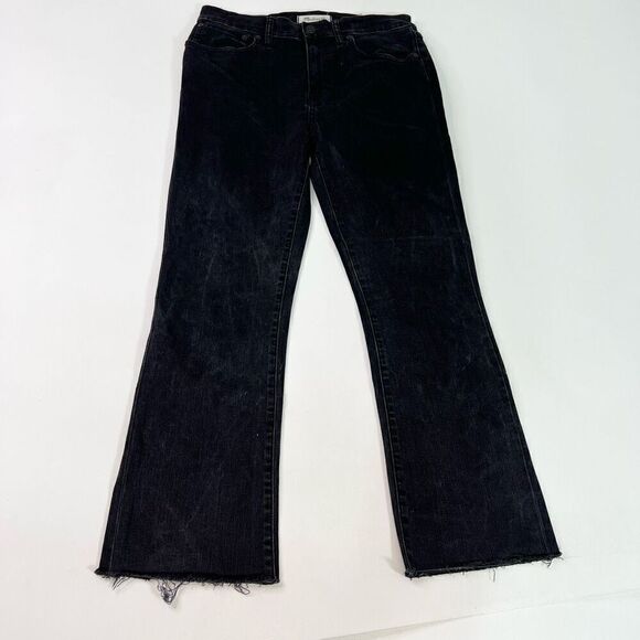 Madewell Jeans Womens Size 28 Black Cali Demi-Boot Frayed Hem Mid-Rise Dark Wash - Picture 1 of 12